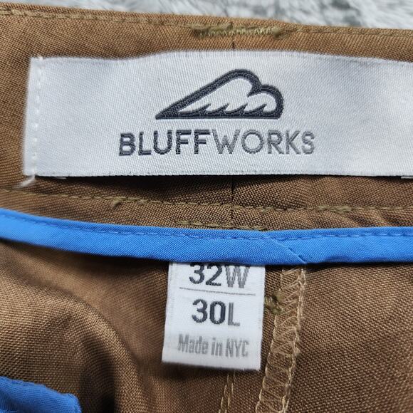Bluffworks Pants Mens 32W/30L Tan Original Performance Regular Fit Chino Preppy - Picture 4 of 12